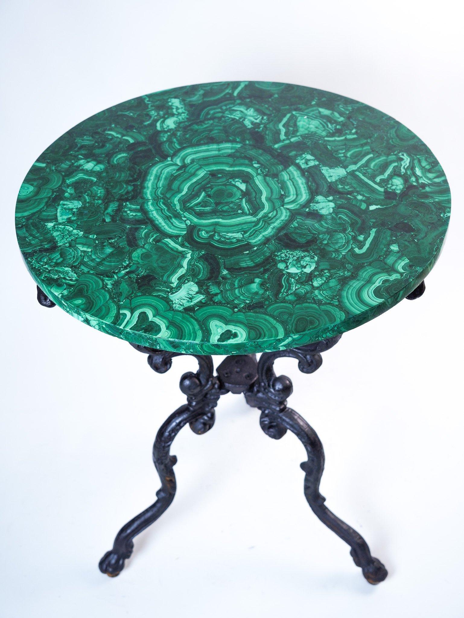 Italian Pair of malachite tables For Sale