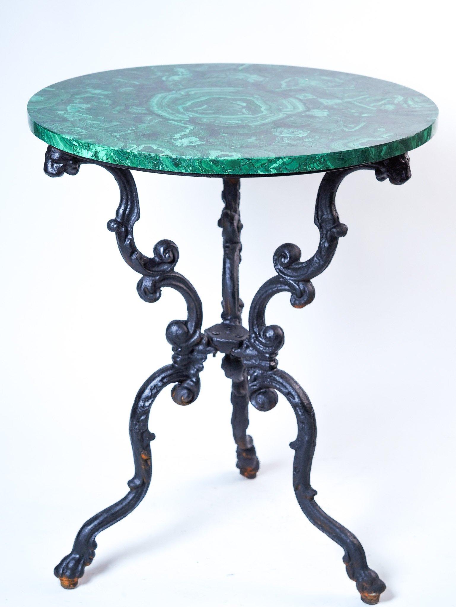 Stone Pair of malachite tables For Sale