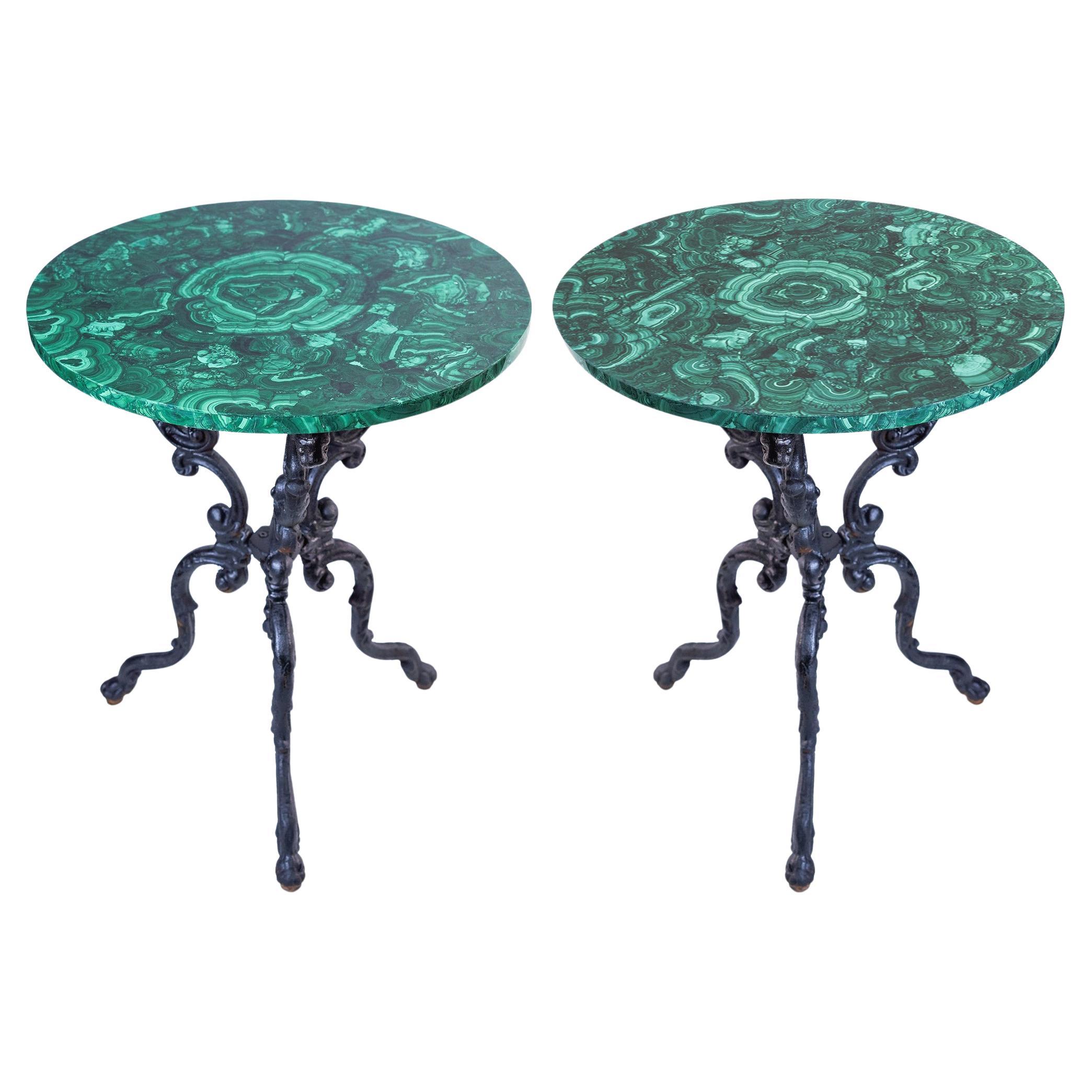 Pair of malachite tables For Sale