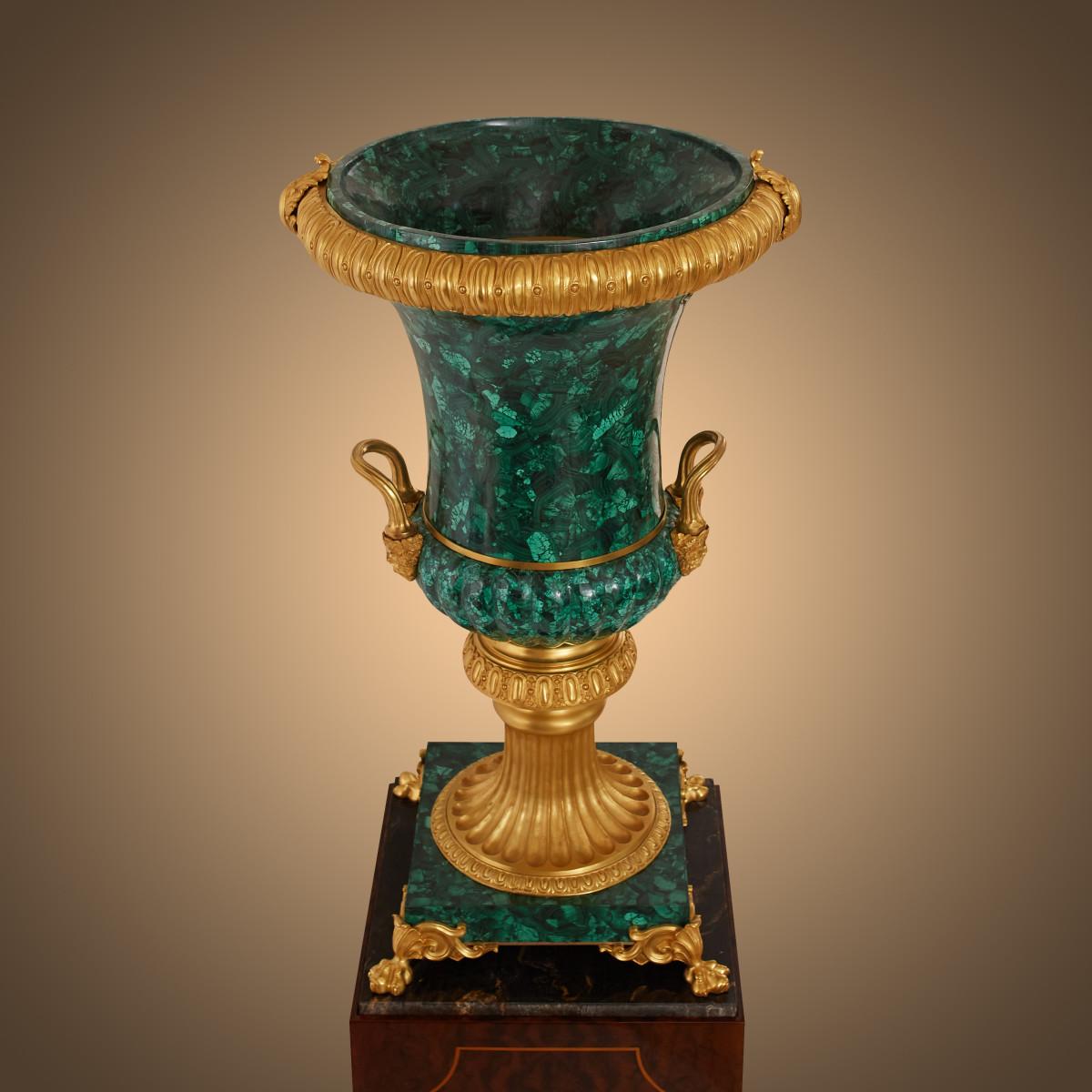 French Pair of Malachite Vases