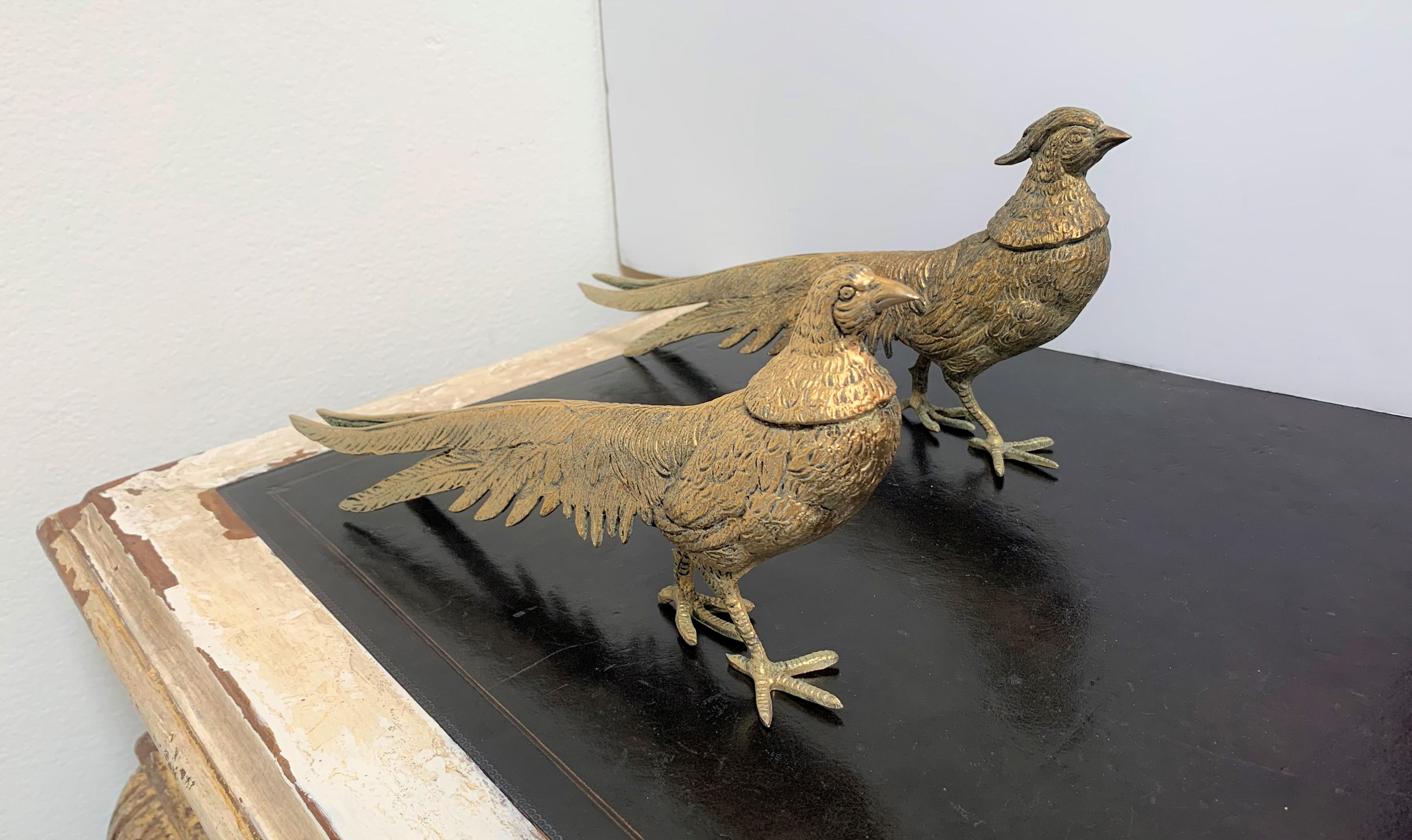 vintage brass pheasants