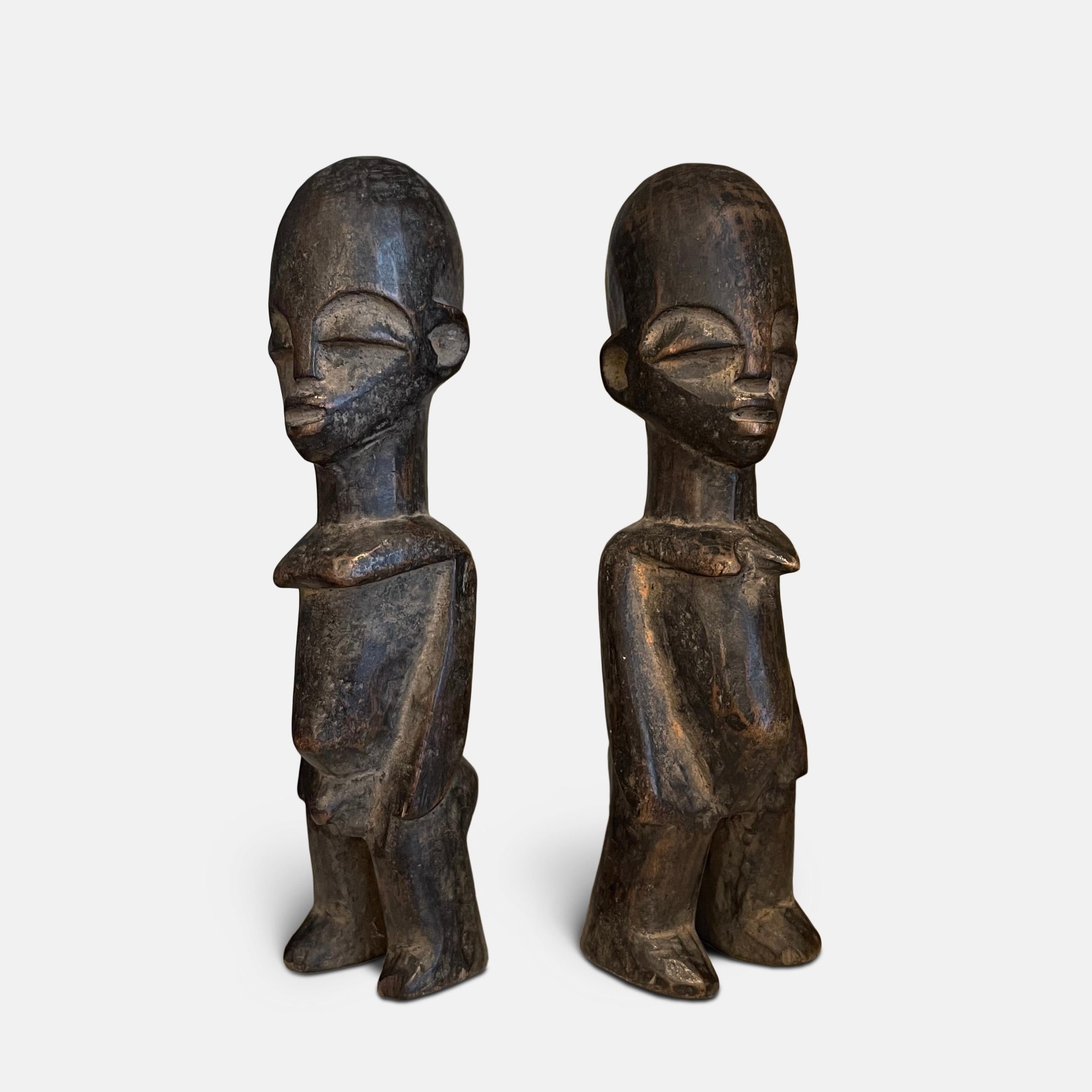 Burkinabe Pair of Male and Female Lobi Bateba Statues, Burkina Faso, Early 20th Century