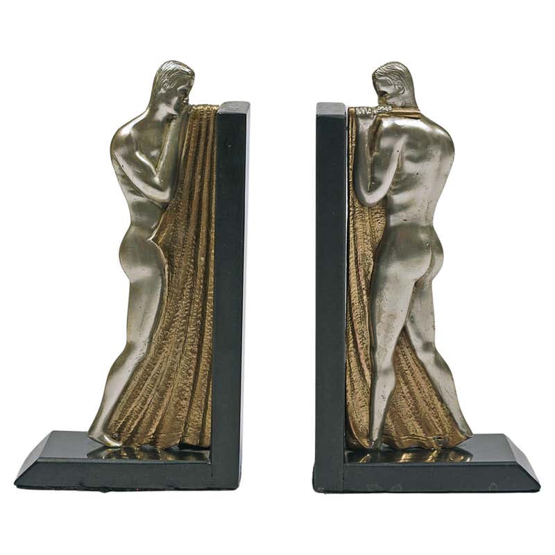 Figure Bookends Art Deco Bookends Female Figure, Pair For Sale at 1stDibs
