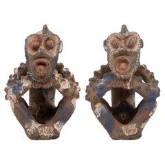 Pair of Mambila Polychrome Seated Figures