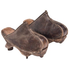 Antique Pair of Manchu Leather Ice Shoes, circa 1900