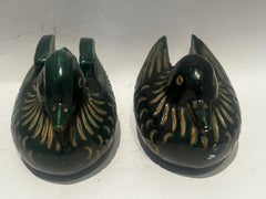 Pair of Mandarin Duck Screen Holders, Japanese Taisho Period