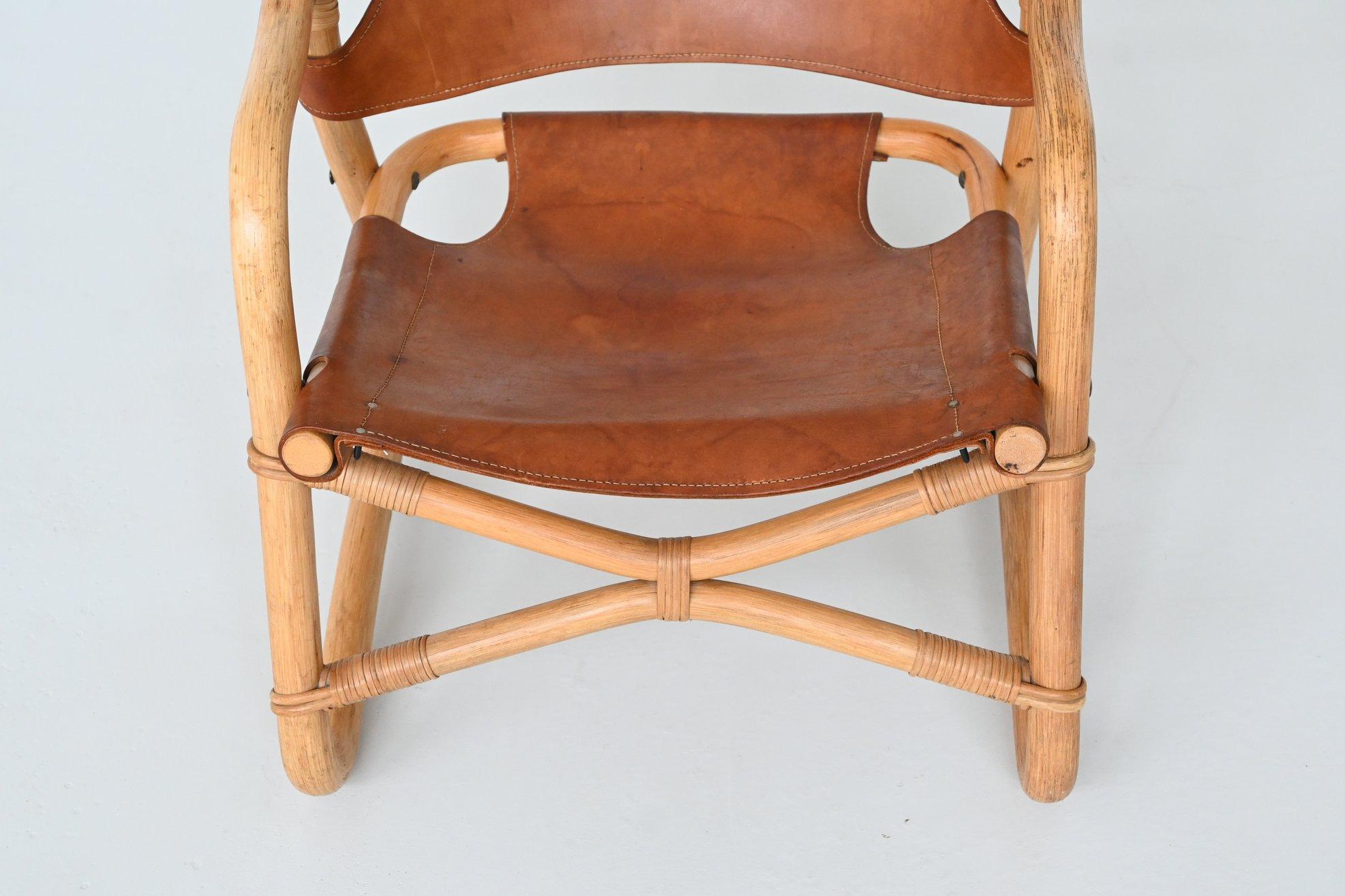Paar Manilla-Loungesessel aus cognacfarbenem Leder, Dänemark 1960 im Angebot 6
