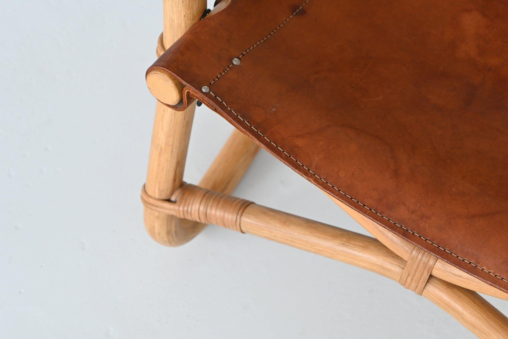 Paar Manilla-Loungesessel aus cognacfarbenem Leder, Dänemark 1960 im Angebot 7