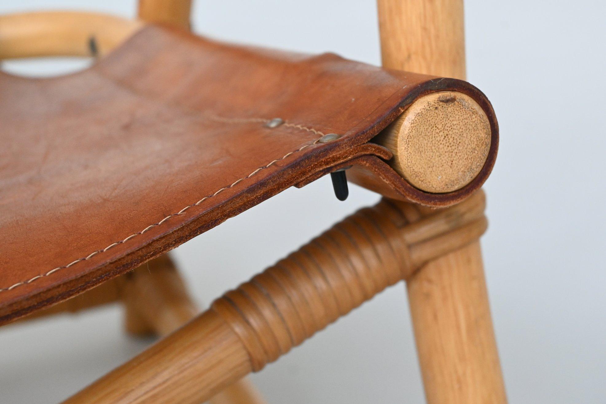 Paar Manilla-Loungesessel aus cognacfarbenem Leder, Dänemark 1960 im Angebot 12
