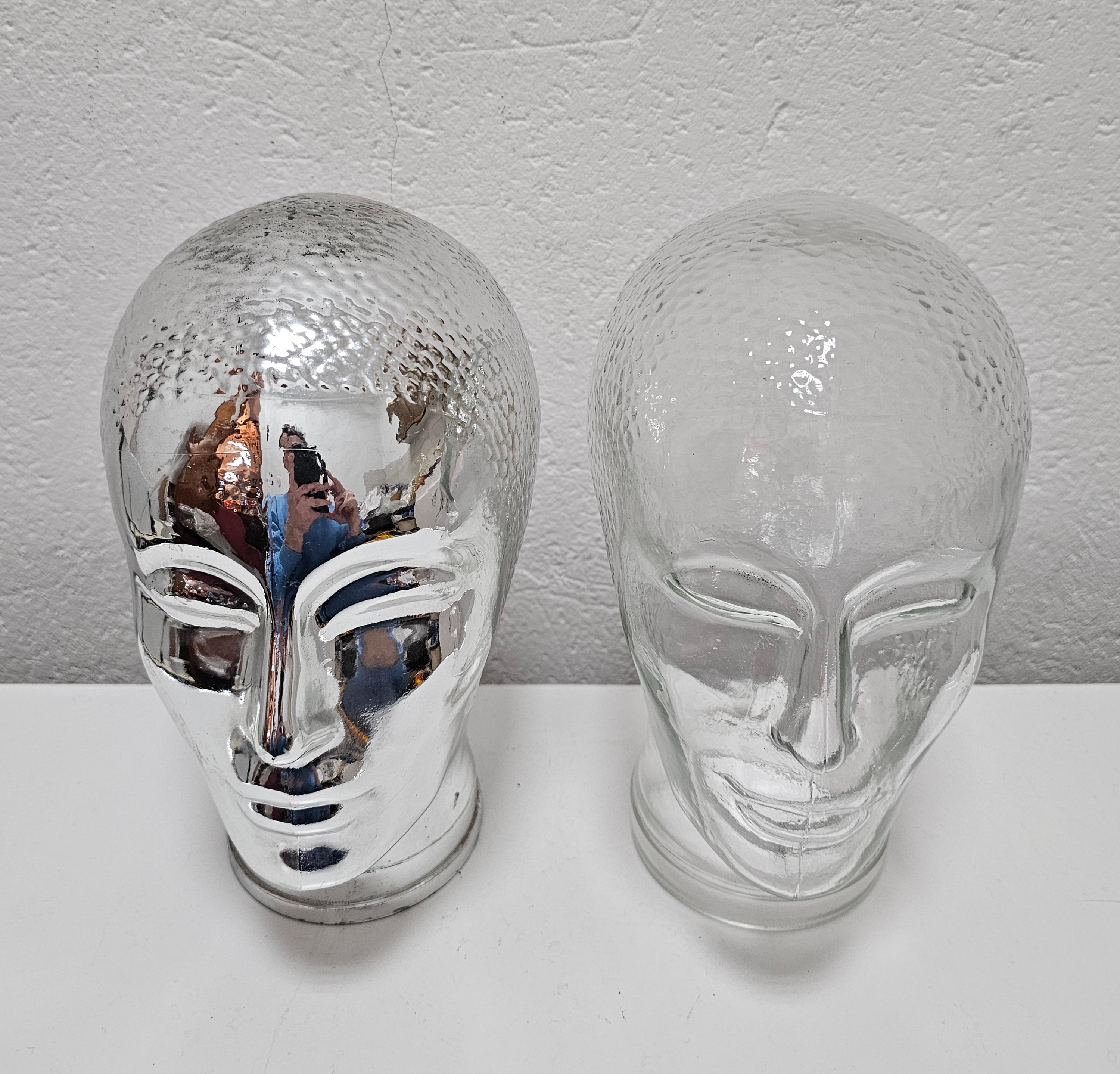 Pair of Mid Century Modern Mannequin Glass Heads, Italy 1960s For Sale 4