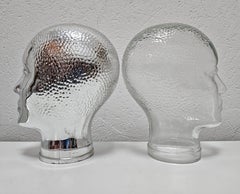 Pair of Mid Century Modern Mannequin Glass Heads, Italy 1960s