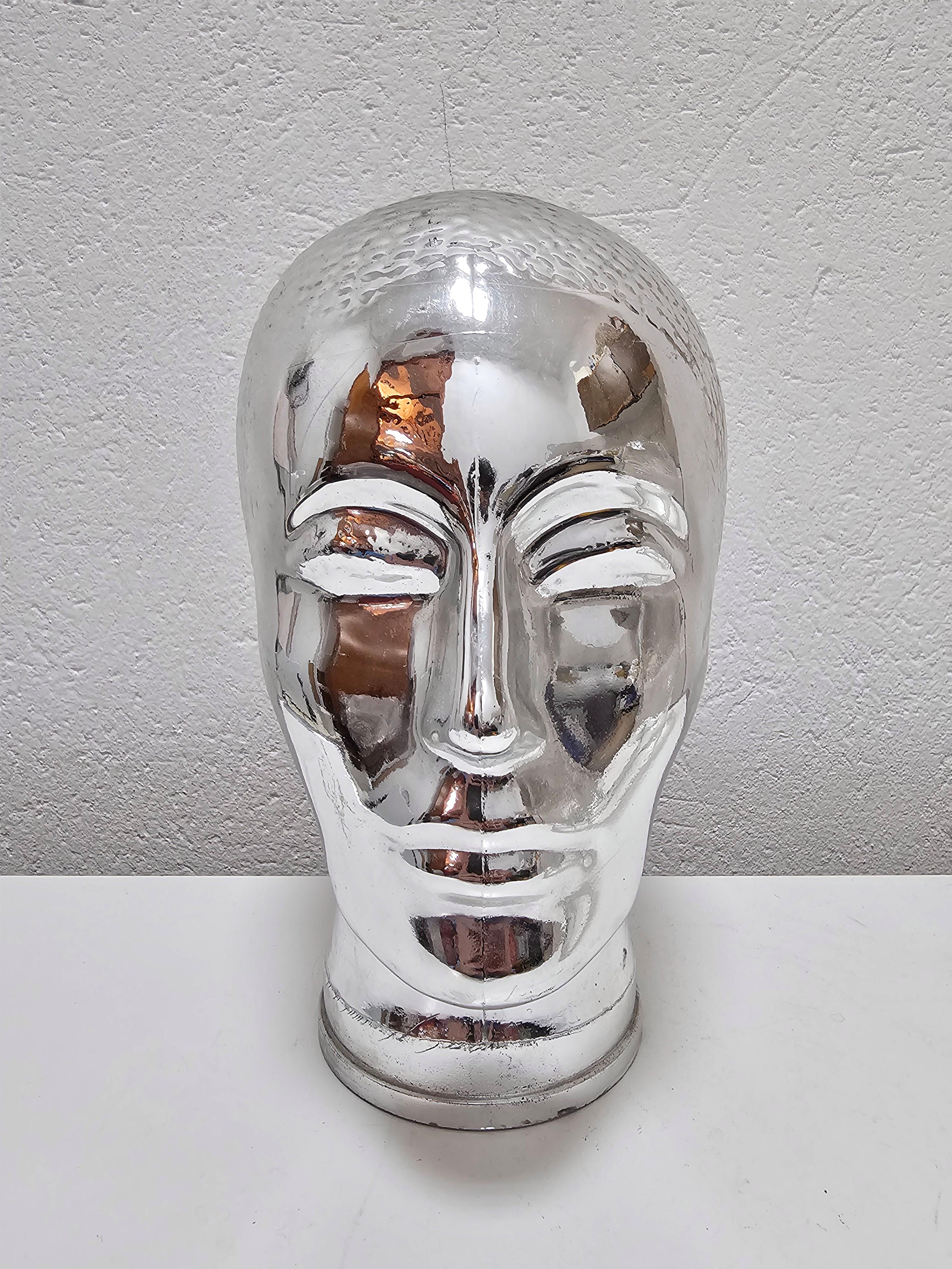 Pair of Mid Century Modern Mannequin Glass Heads, Italy 1960s In Good Condition For Sale In Beograd, RS
