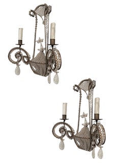 Pair of Manner of Niermann Weeks Rinaldi Rock Crystal Sconces
