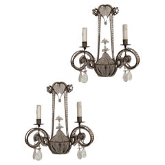 Pair of Manner of Niermann Weeks Rinaldi Rock Crystal Sconces