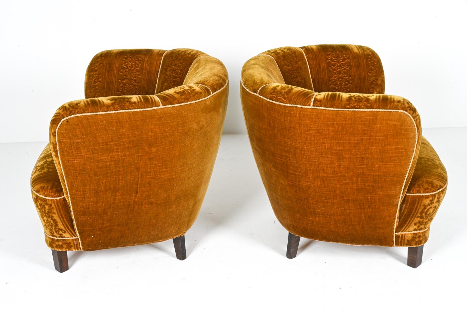 Pair of Manner of Viggo Boesen Lounge Chairs by Slagelse, c. 1940's For Sale 2