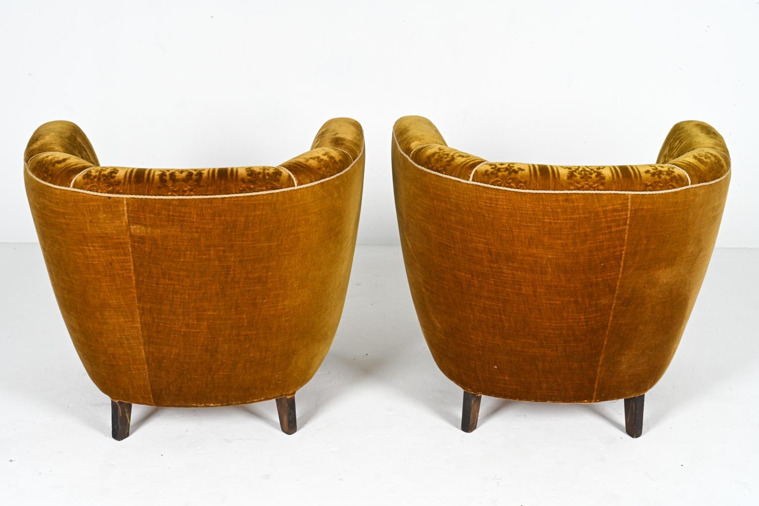 Pair of Manner of Viggo Boesen Lounge Chairs by Slagelse, c. 1940's 4