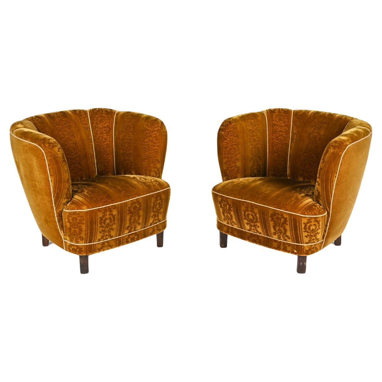 Paar Manner of Viggo Boesen Lounge Chairs von Slagelse, ca. 1940 im Angebot