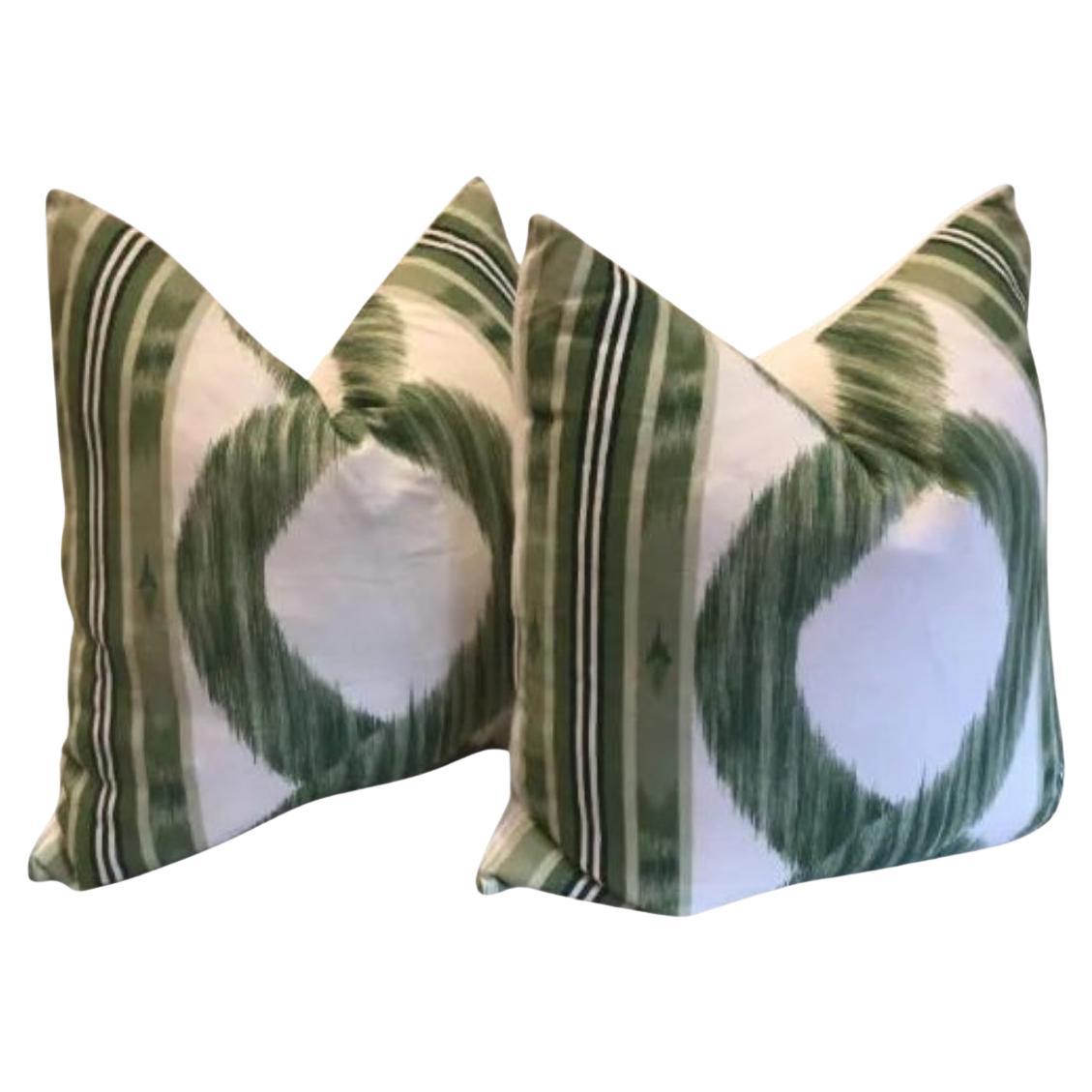 Coppia di cuscini in lino Manuel Canovas Zarina Emerald Green & White
