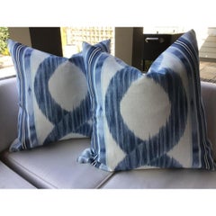Pair of Manuel Canovas Zarina in Sapphire Blue Pillows, 22"