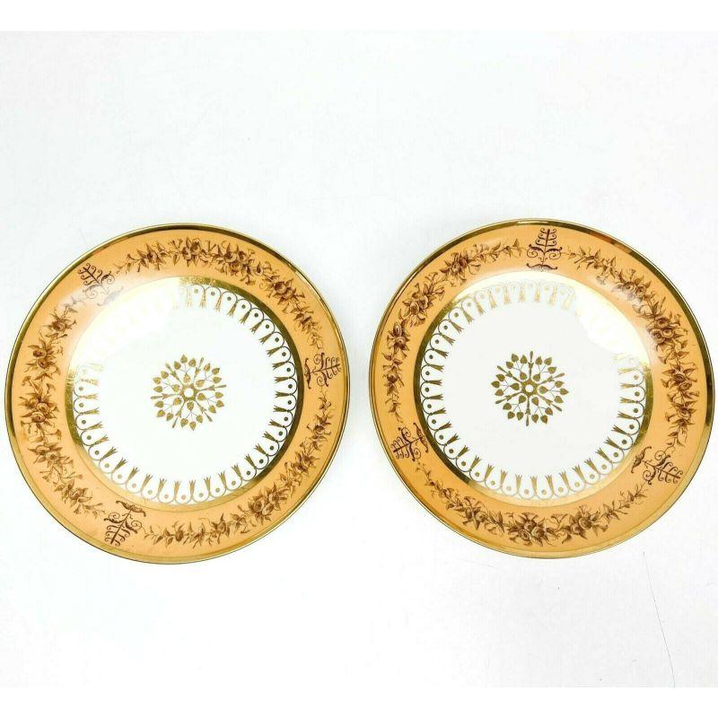 Pair of Manufacture de Sevres Gilt Porcelain Compotes Nankin Yellow, 1825 In Good Condition For Sale In Gardena, CA