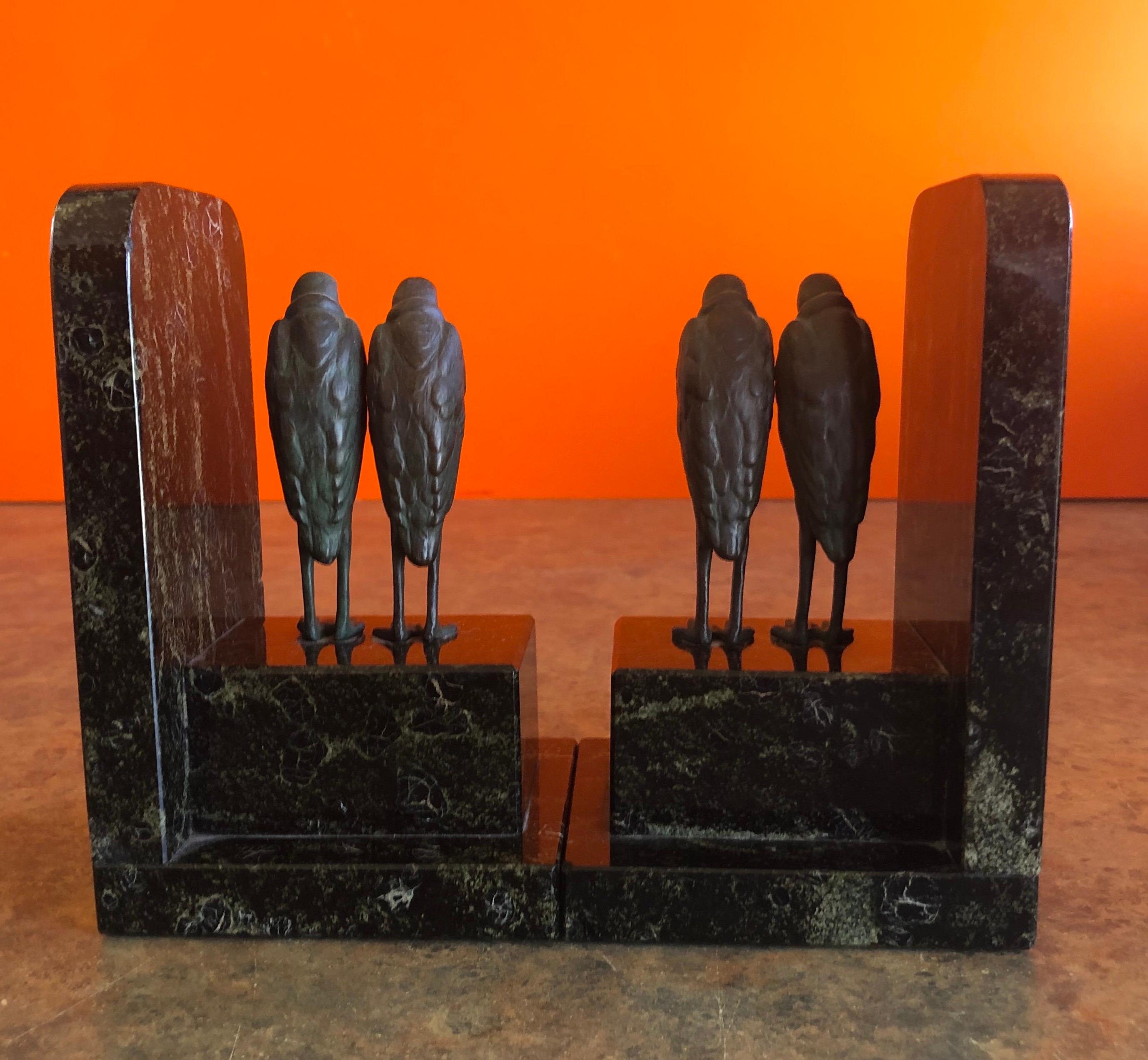 Pair of Marabou Stork Art Deco Bookends in the Style of Marcel-Andre’ Bouraine 4