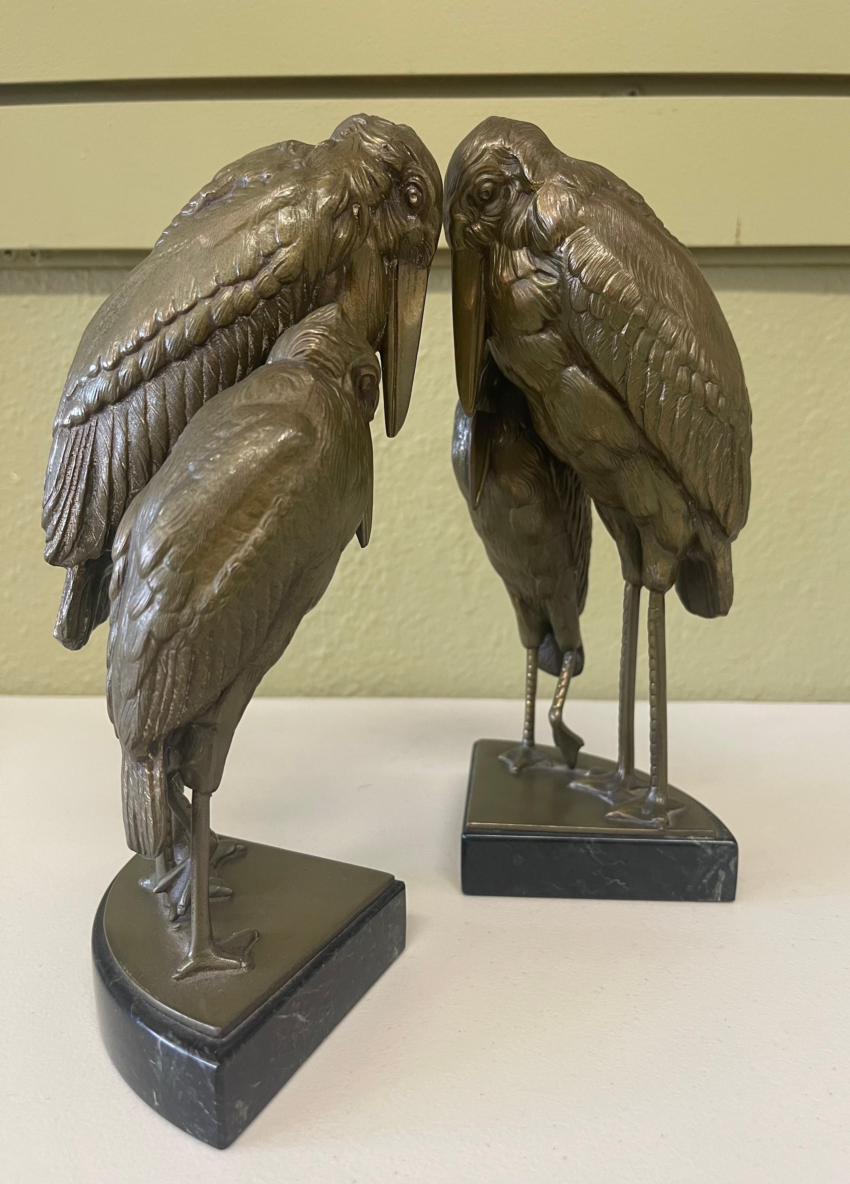Pair of Marabou Stork Art Deco Bookends in the Style of Marcel-Andre’ Bouraine 9