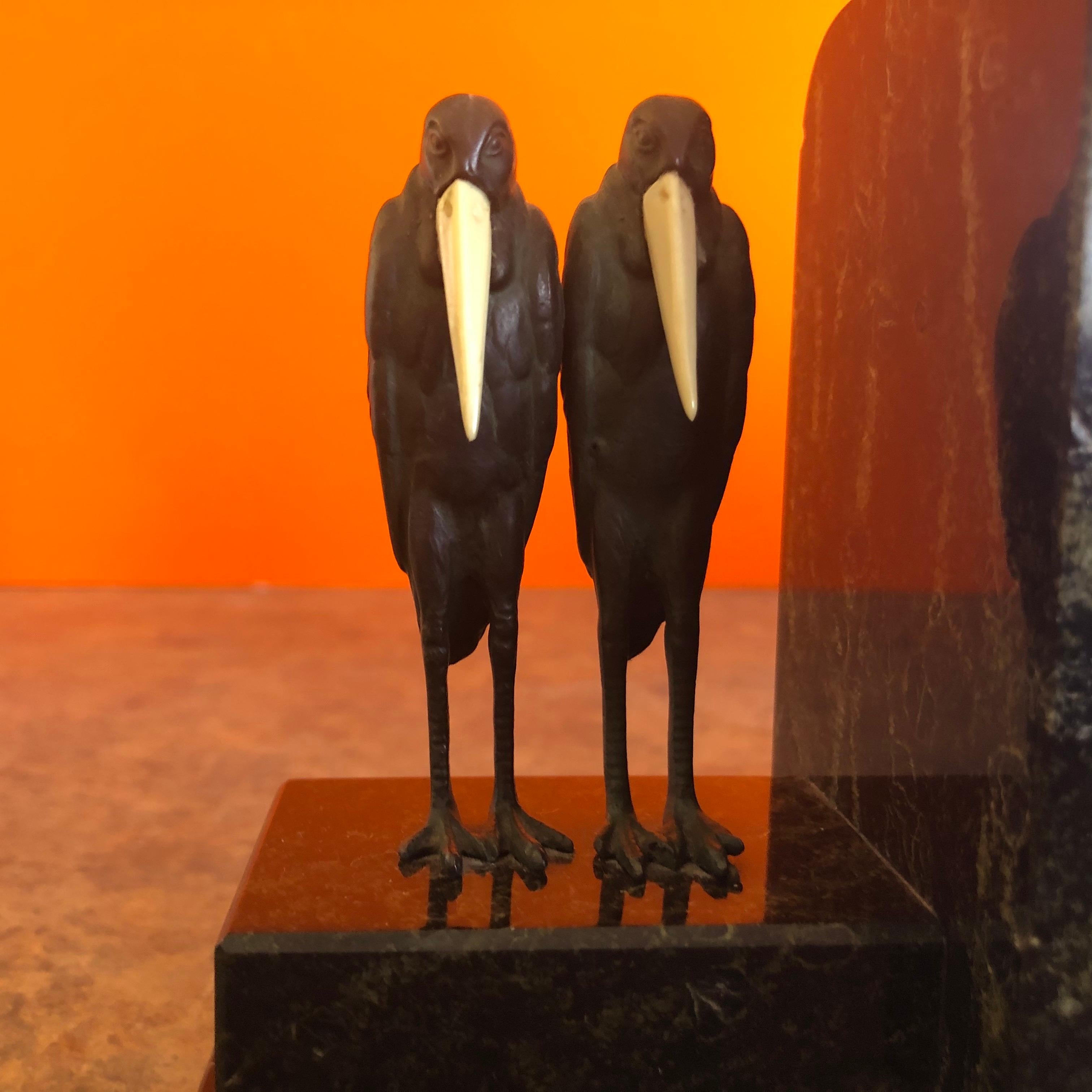 Pair of Marabou Stork Art Deco Bookends in the Style of Marcel-Andre’ Bouraine 2