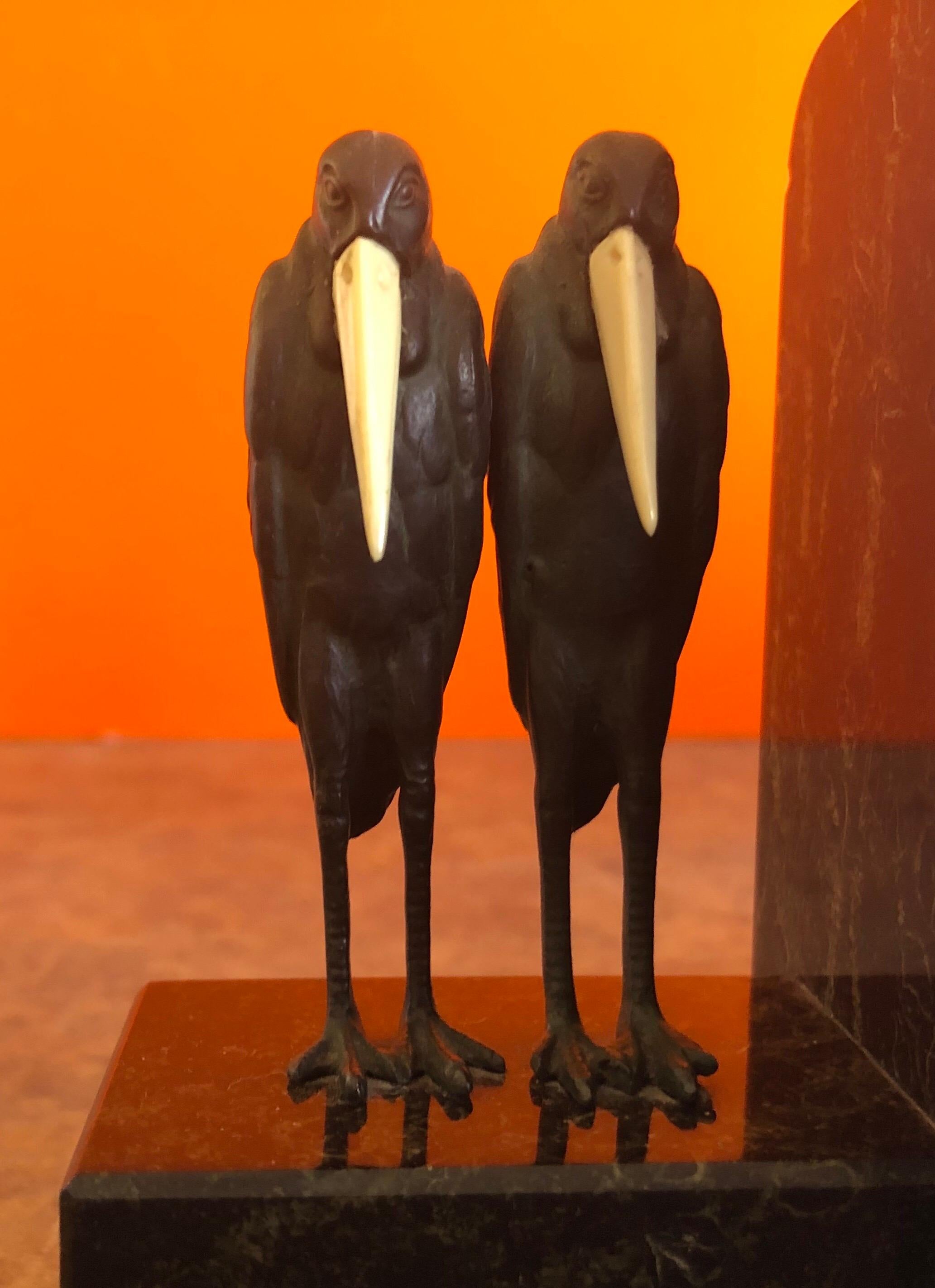 Pair of Marabou Stork Art Deco Bookends in the Style of Marcel-Andre’ Bouraine 3