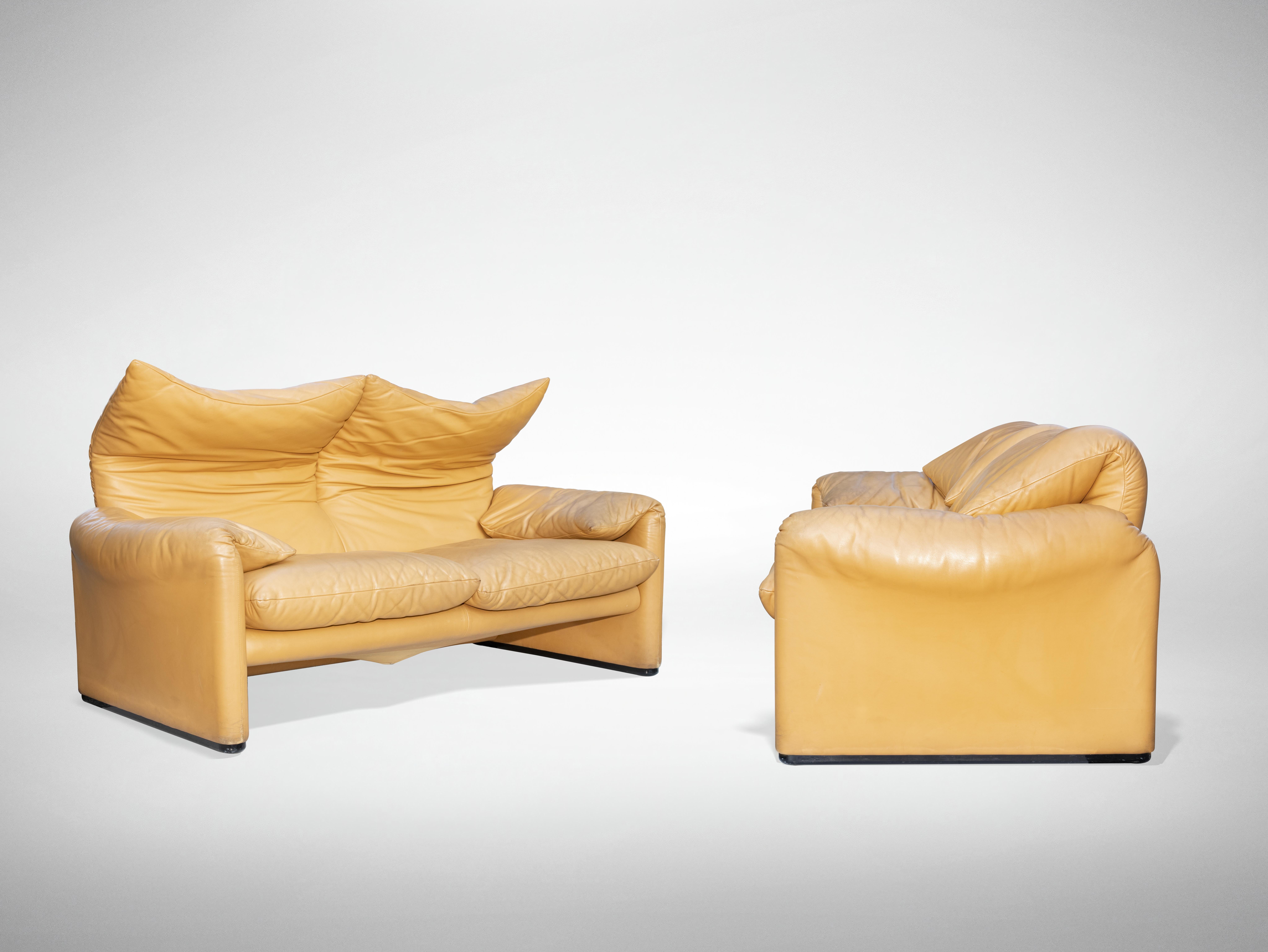 italien Paire de canapés Maralunga de Vico Magistretti pour Cassina, Italie, 1970 en vente