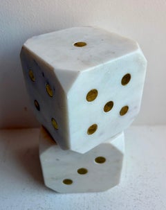 Pair of Marble and Brass Dice Bookends