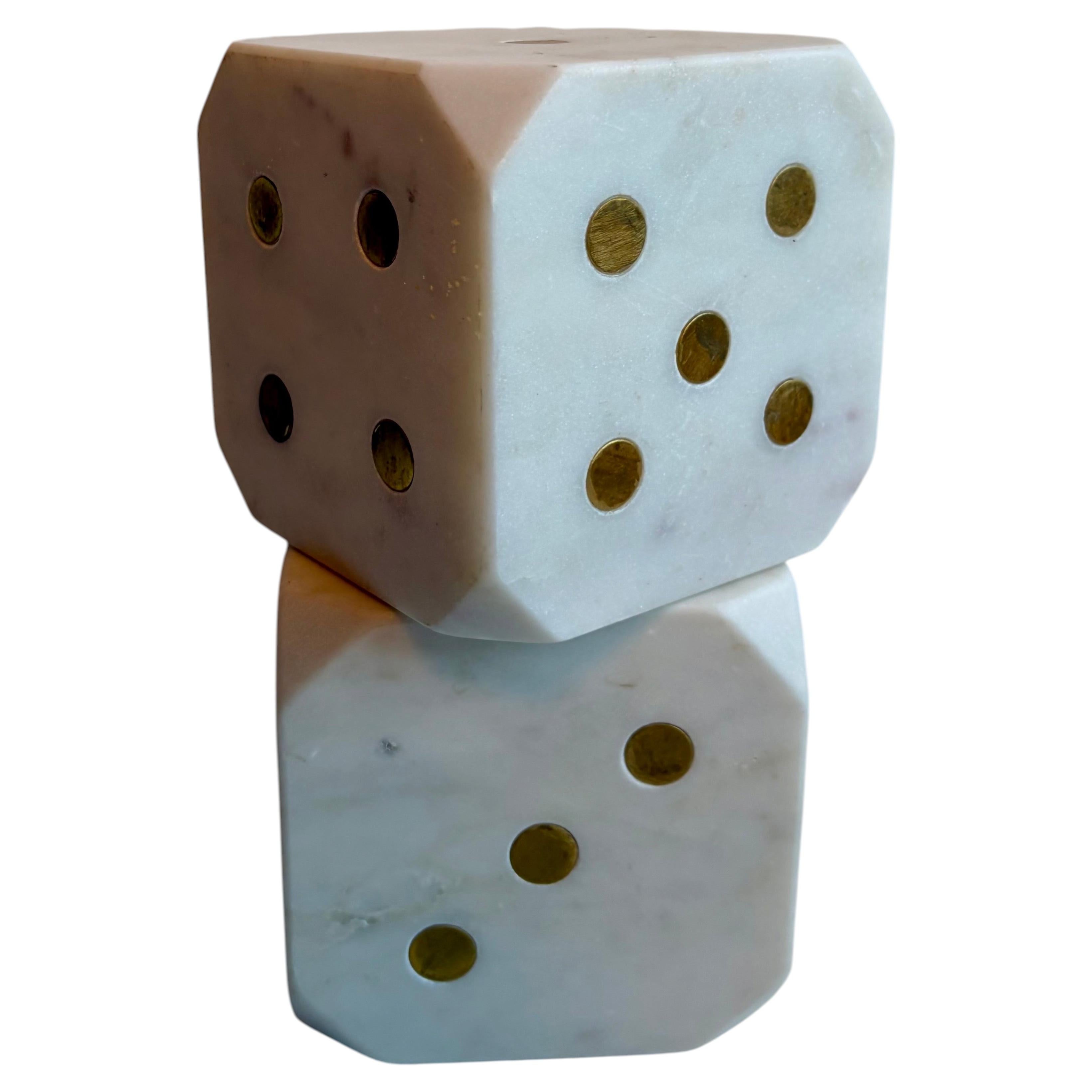 Pair of Marble and Brass Dice Bookends