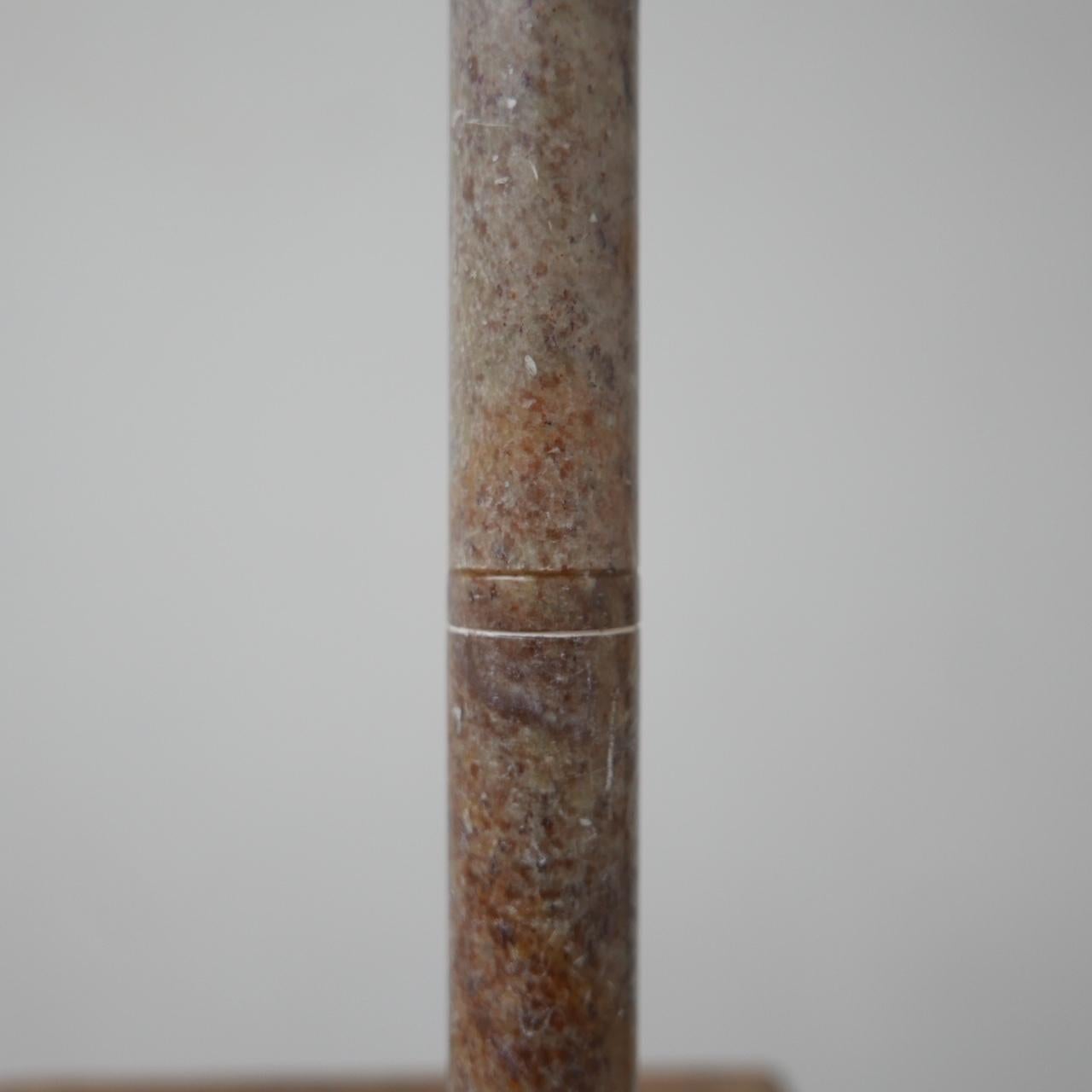 European Pair of Marble and Brass Midcentury Candlesticks