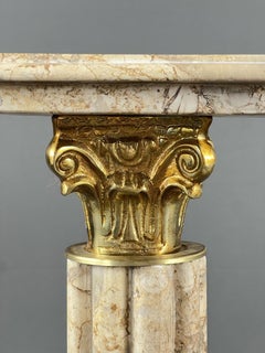 Pair Of Marble And Brass Saddle Columns, 20th Century