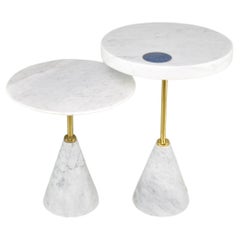 Pair of Marble and Brass Side Tables by JAS