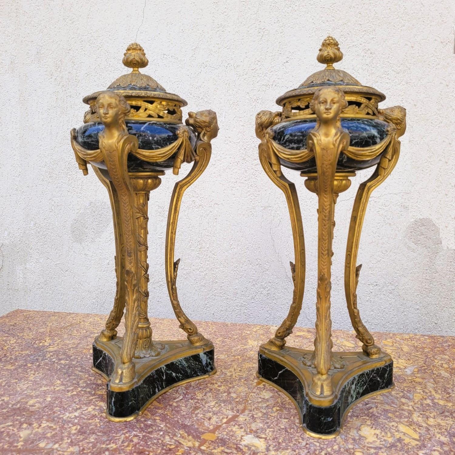 Coppia di cassette in marmo e bronzo, XIX secolo in vendita 5