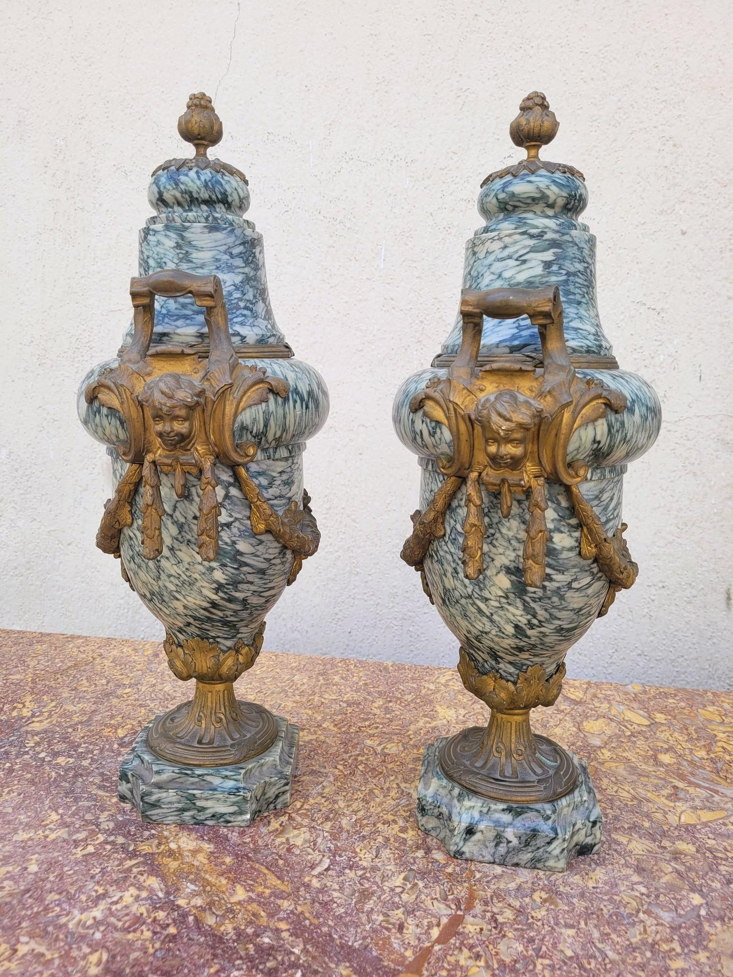 Coppia di cassette in marmo e bronzo, XIX secolo in vendita 7