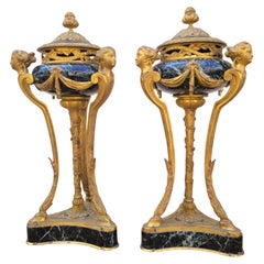 Coppia di cassette in marmo e bronzo, XIX secolo