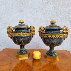 Pair Of Marble And Gilded Bronze Cassolettes, Napoleon III, 19th Century