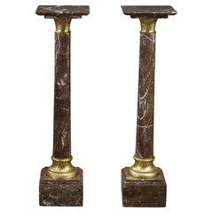 Pair of Marble and Gilded Bronze Columns
