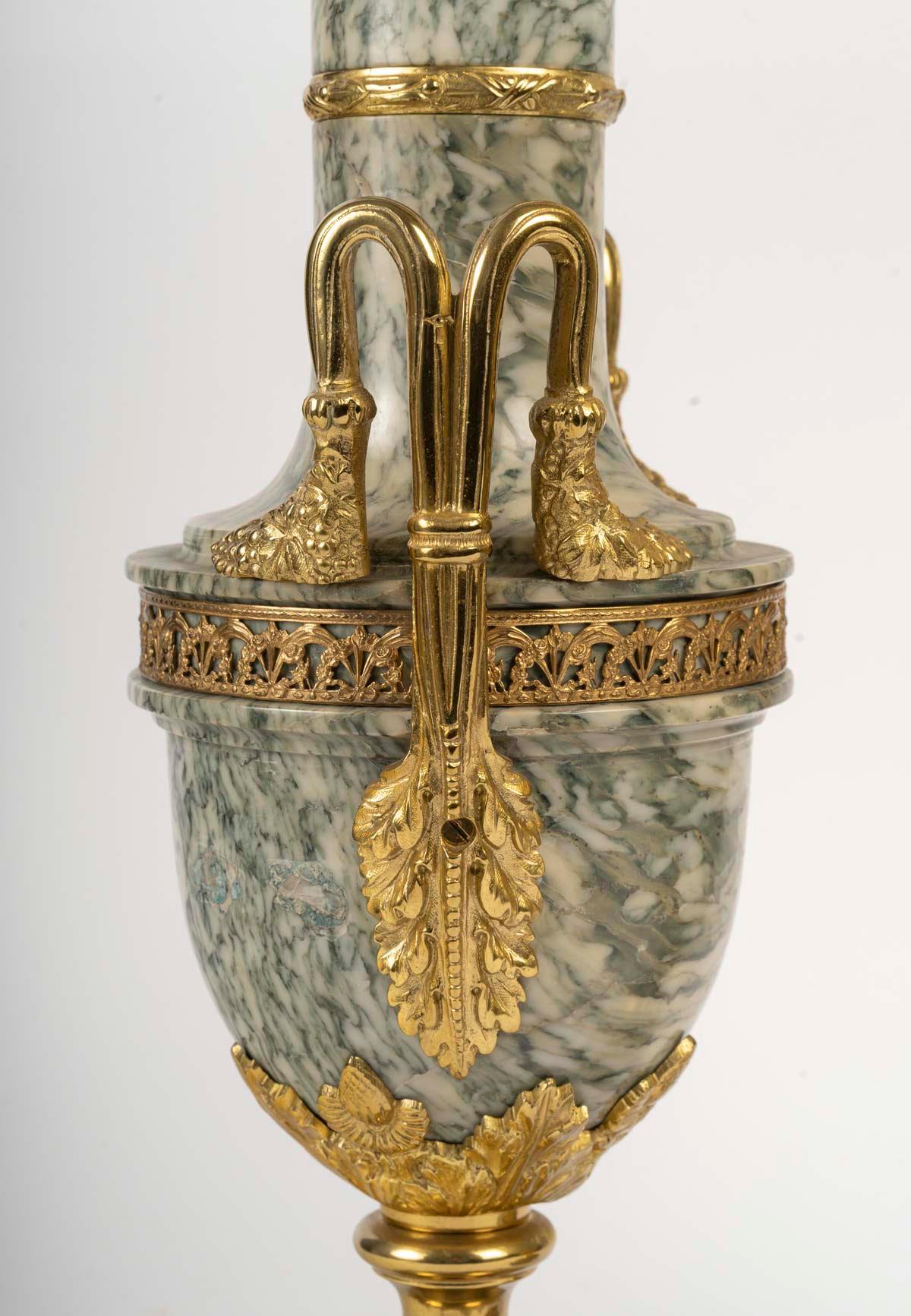 Bronzo Coppia di cassette in marmo e bronzo dorato, periodo Napoleone III. in vendita