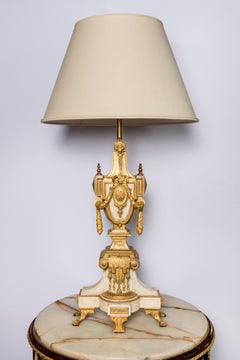 Paar Tischlampen aus Marmor und vergoldeter Bronze:: signiert F. Barbedienne