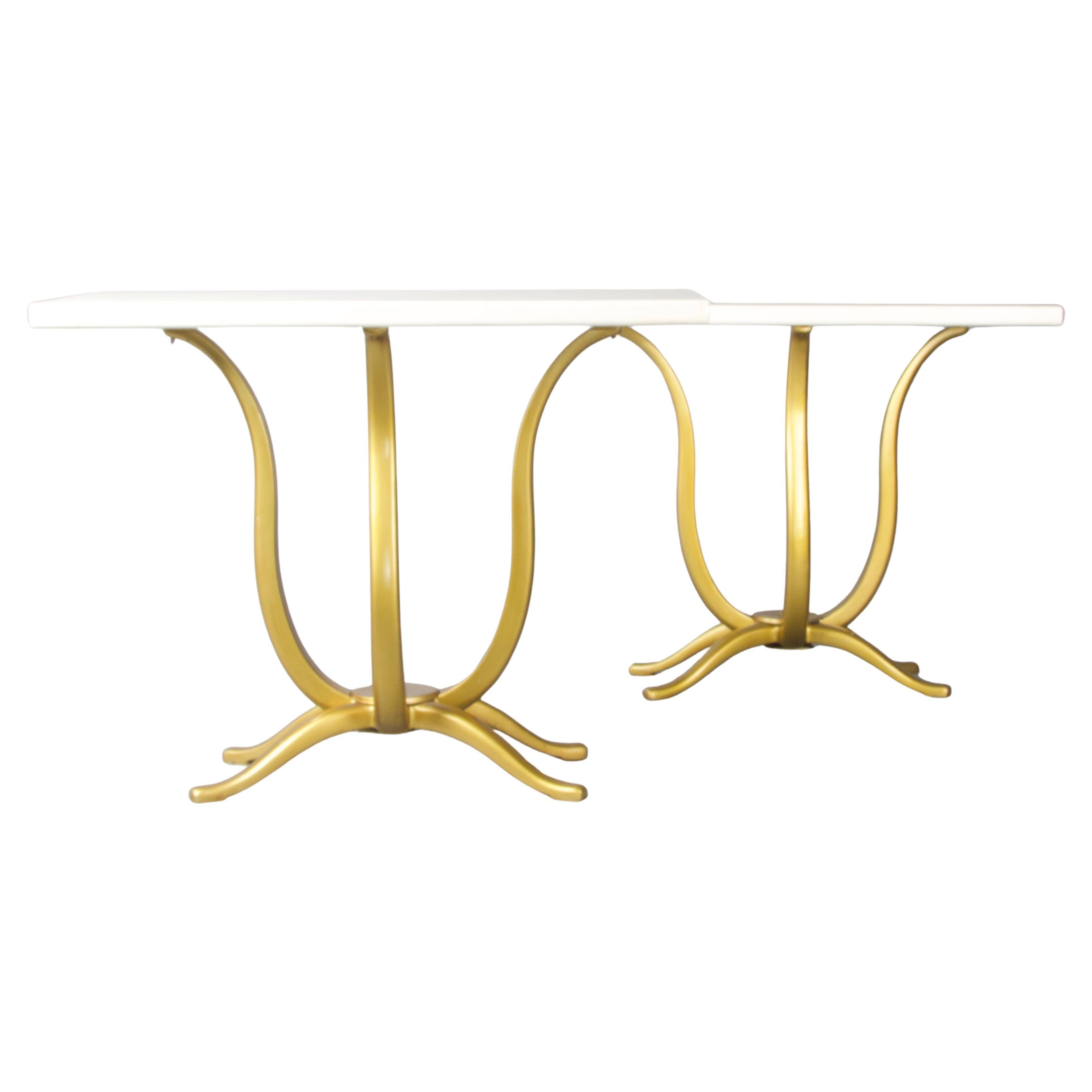Pair of marble and metal console