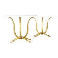 Vintage Pair of marble and metal console