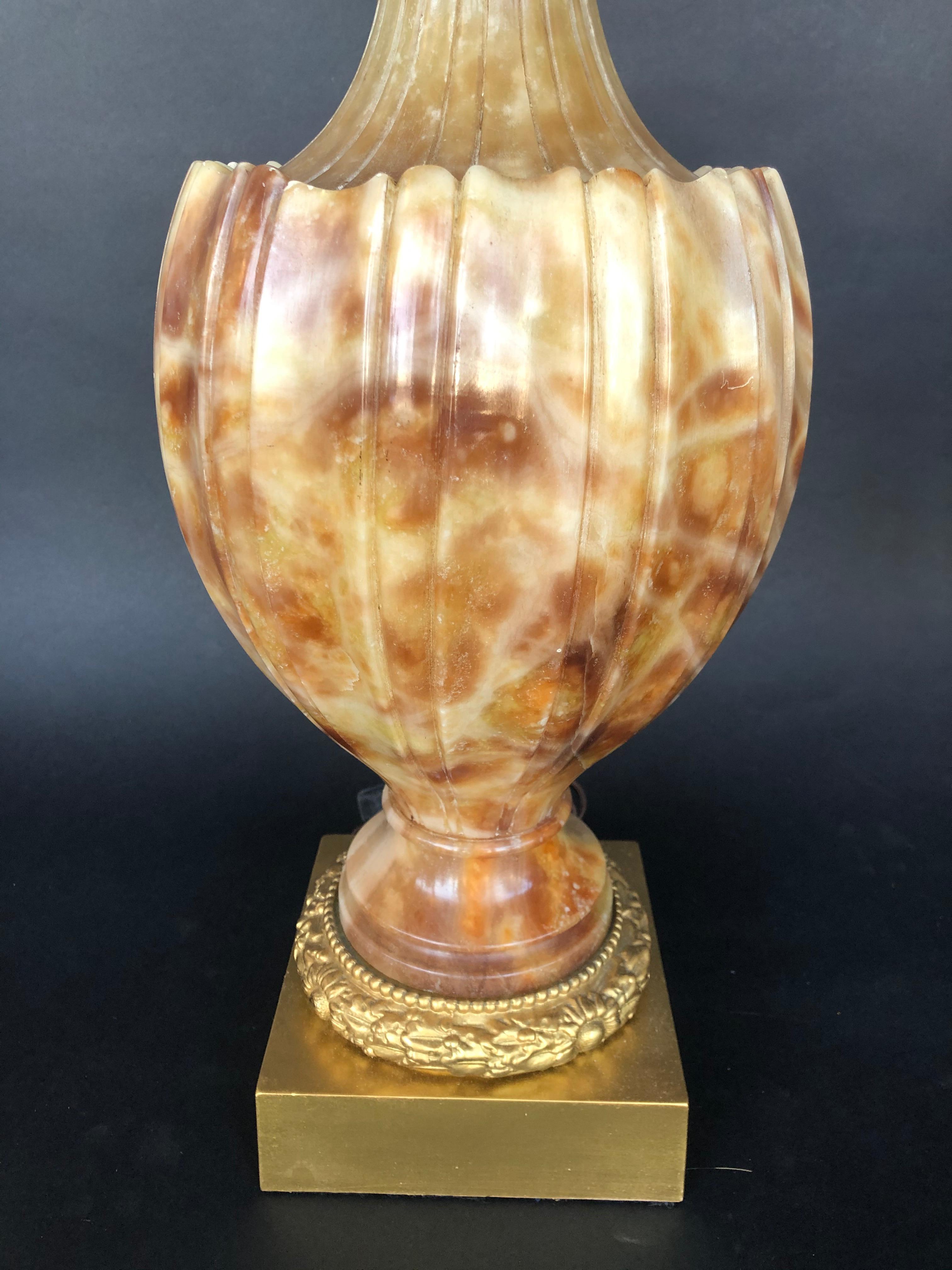 Pair of Marble and Onyx Lamps In Good Condition For Sale In Los Angeles, CA