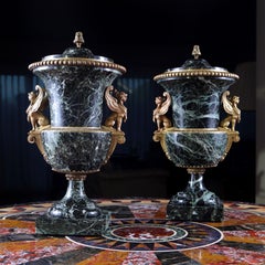 Pair Of Marble And Ormolu Classical Urns