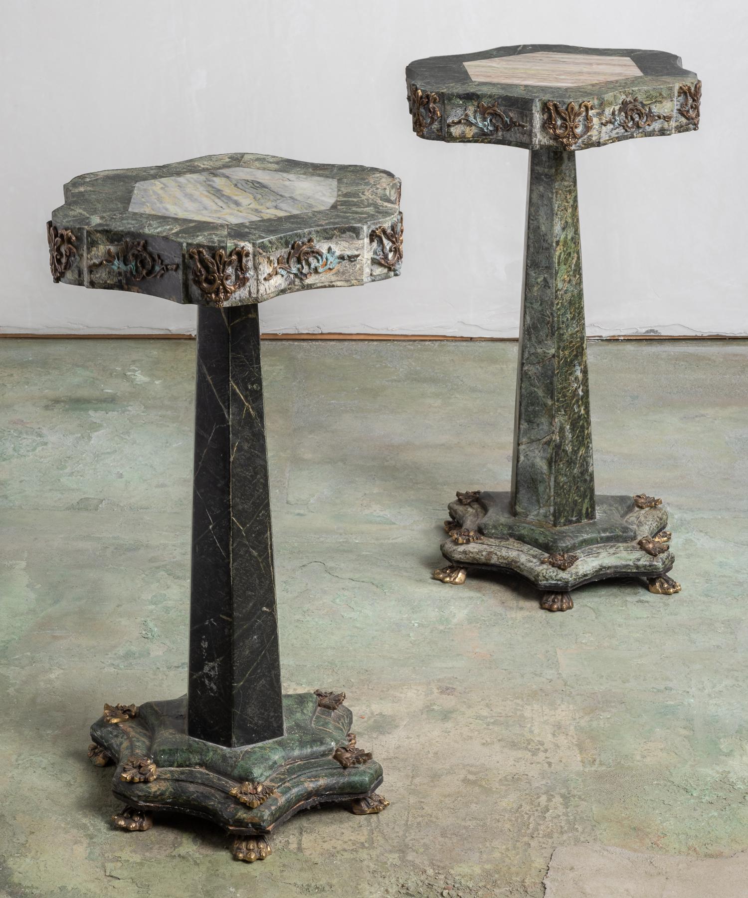 Pair of marble and Ormolu pedestals, America, circa 1910.

Decorative pair of ornate marble pedestals with ormolu details from Newport, Rhode Island.

This piece ships from Providence, Rhode Island.