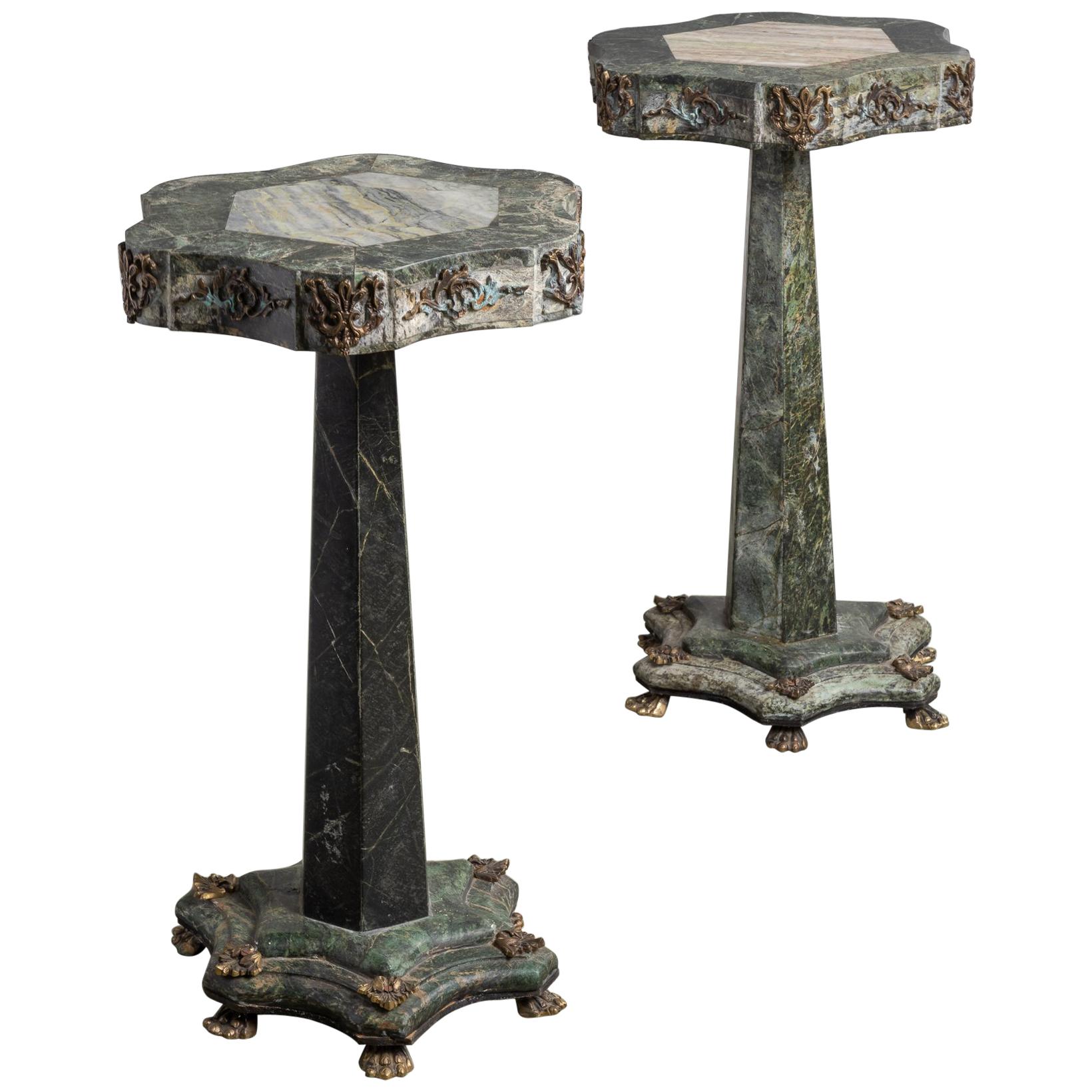 Pair of Marble and Ormolu Pedestals, America, circa 1910