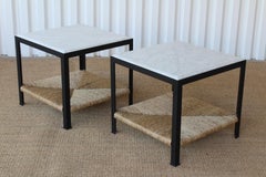 Pair of Marble and Rush Side Tables