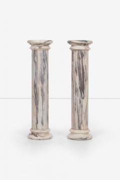 Pair of Marble Architectural Display Columns in Calacatta Pink Quarried in Italy