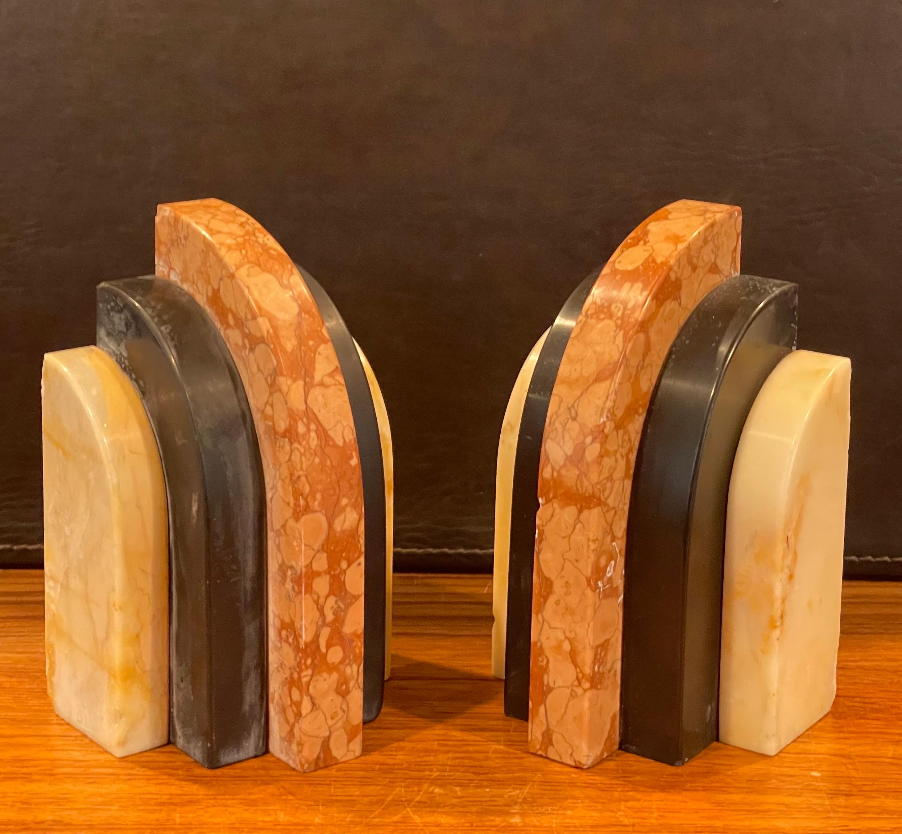Pair of Marble Art Deco Arched Bookends 5